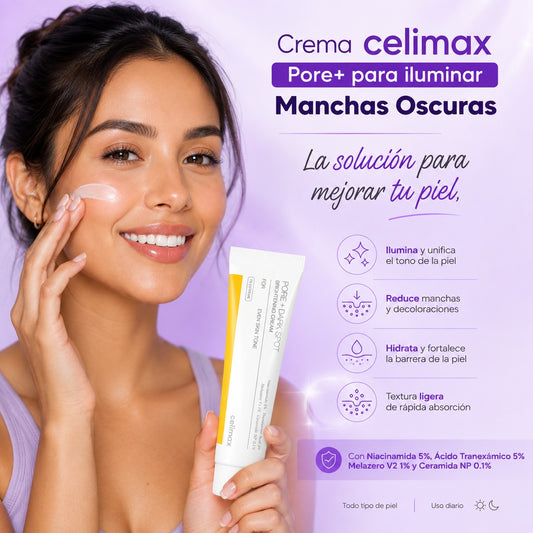 Crema celimax Pore+ para Iluminar Manchas Oscuras