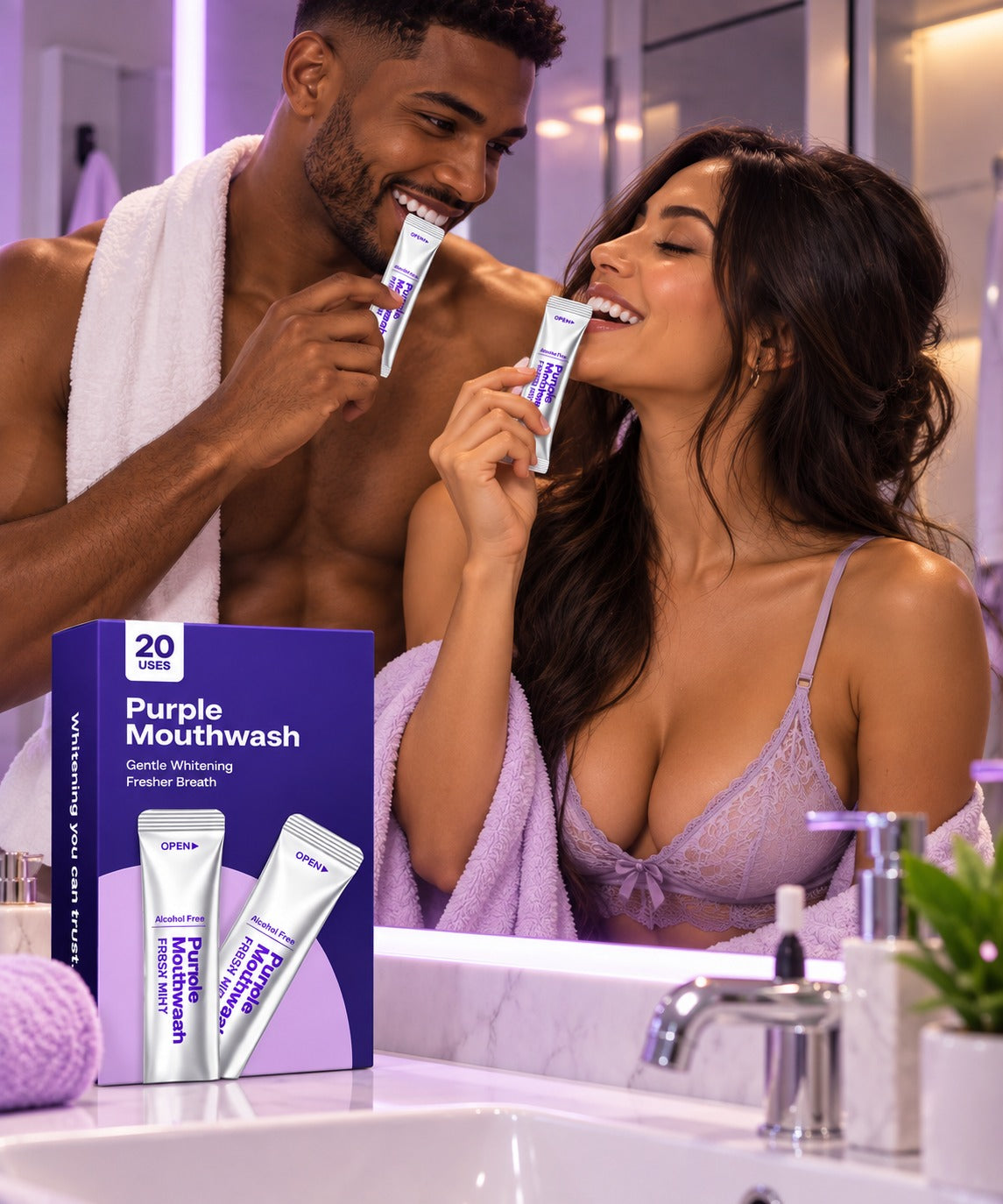 Pack de Blanqueador Dental Morado en Enjuague